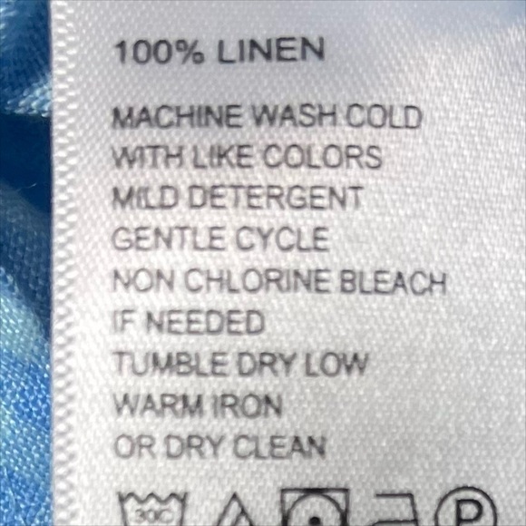 Tommy Bahama Gingham Way Linen Sleeveless Camp Shirt glass bead blue size large - Picture 5 of 5